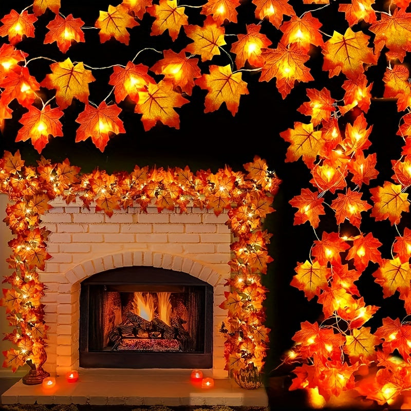 Trendbay 3M Red Maple Leaf String Lights – 20 LED Warm Glow Battery-Operated