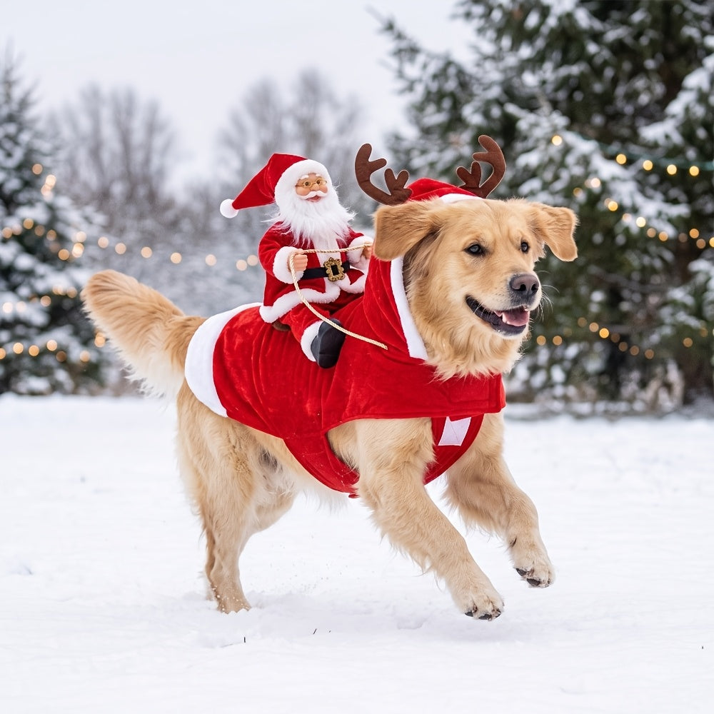 Trendbay Christmas Dog Costume Santa Claus Riding Reindeer
