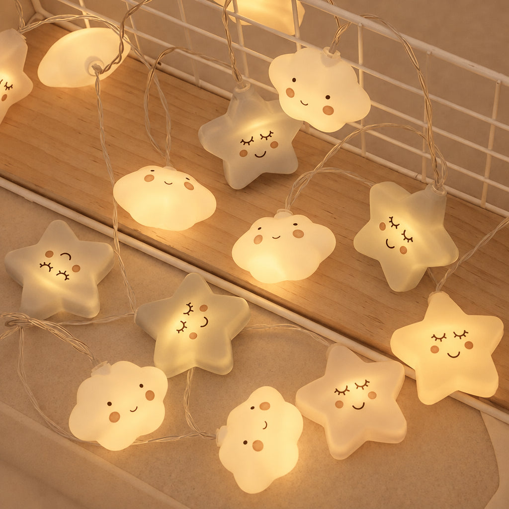 Trendbay Cloud & Star String Lights Battery-Powered 200CM