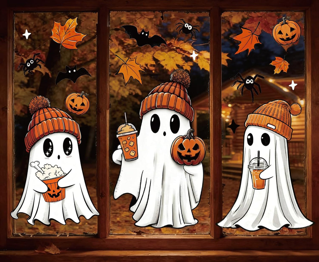 Trendbay 3-Piece Autumn Halloween Window Stickers of Cute Ghost