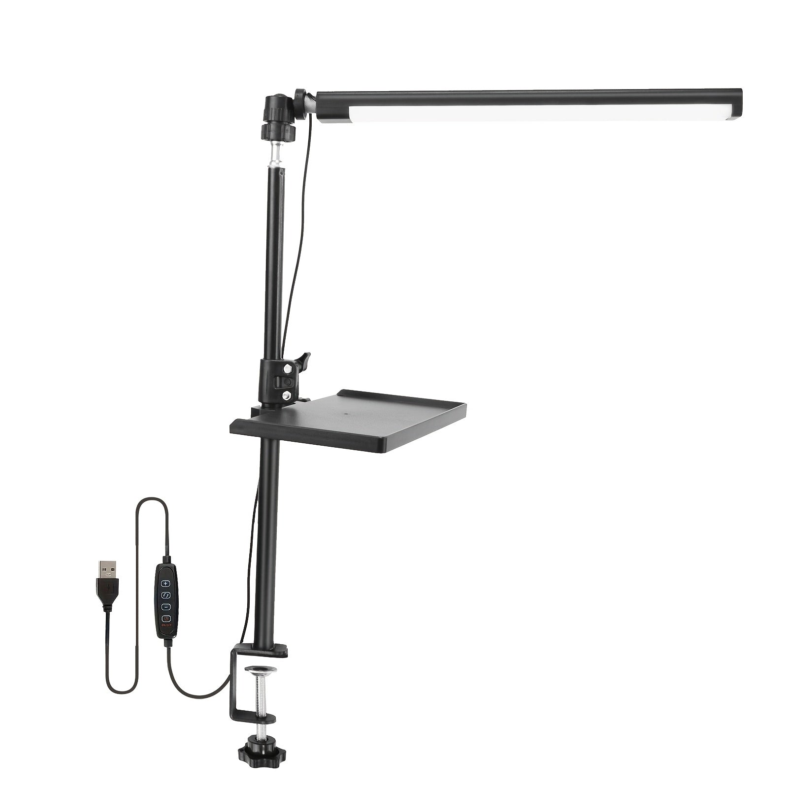 Trendbay LED Clip Desk Lamp with Storage Tray & Adjustable Brightness