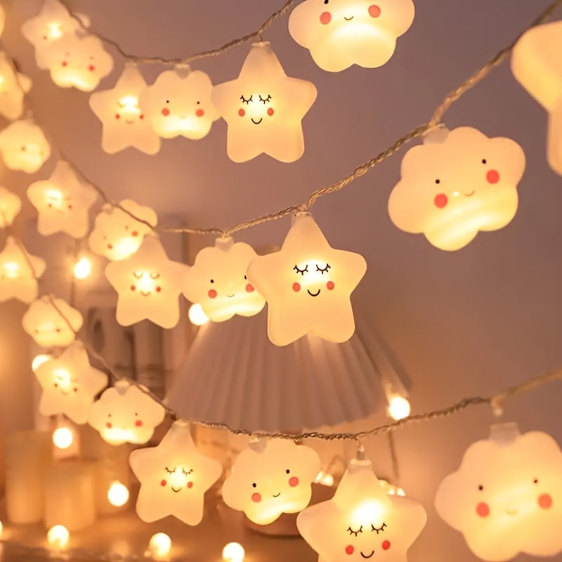 Trendbay Cloud & Star String Lights Battery-Powered 200CM