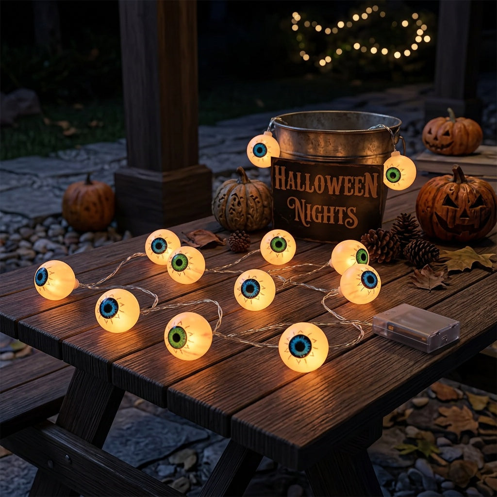 Trendbay Halloween Eyeball String Lights – 10-LED 59.06-Inch Battery-Powered
