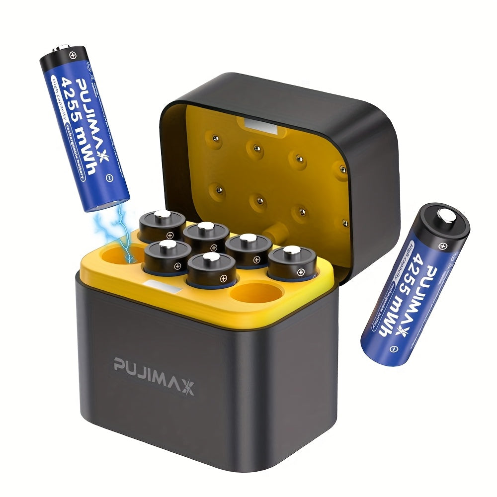 Trendbay 8PCS AA Rechargeable Lithium Batteries with Charging Box
