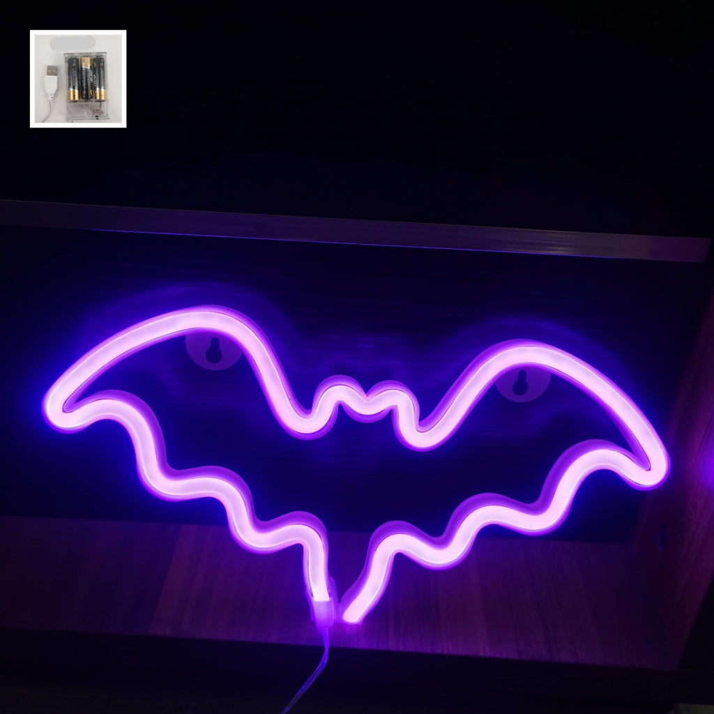 Trendbay Purple Bat Neon Light USB LED Wall & Table Lamp