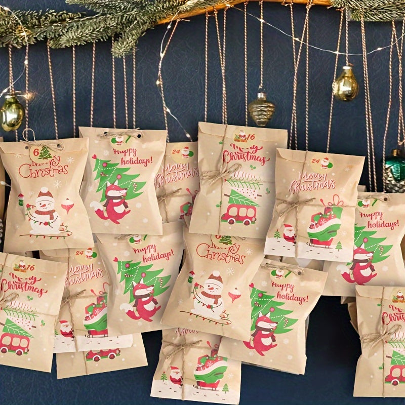 Trendbay Christmas Kraft Paper Gift Bags with Snowflake Stickers