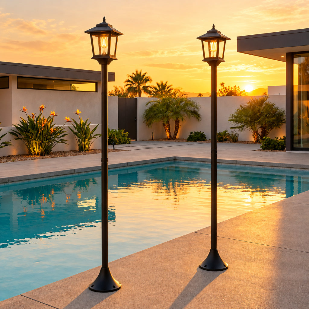 Trendbay 2pcs Solar Outdoor Lamp Posts Adjustable