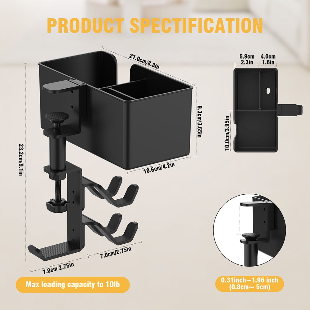 Trendbay 5-in-1 Under Desk Storage Rack Rotating Holder