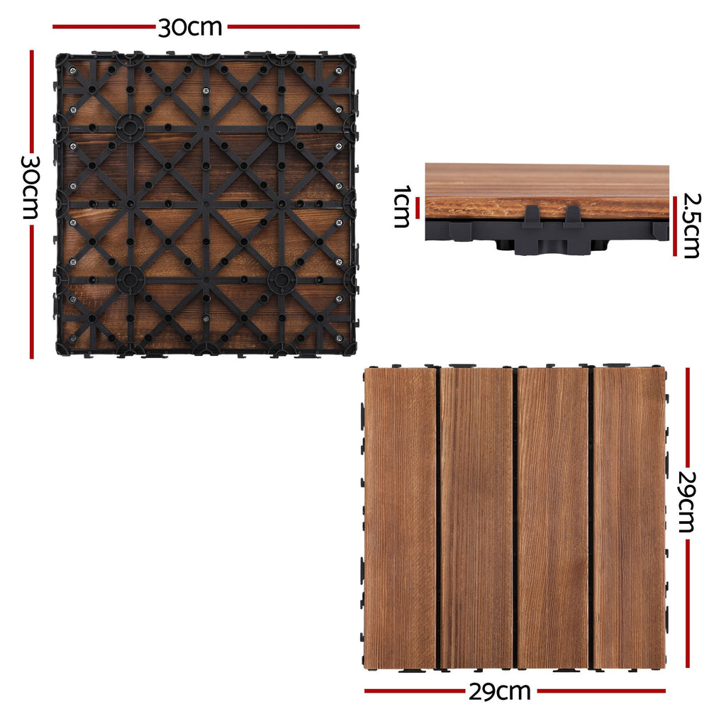 Trendbay 27pcs Pine Wood Interlocking Deck Tiles DIY Flooring
