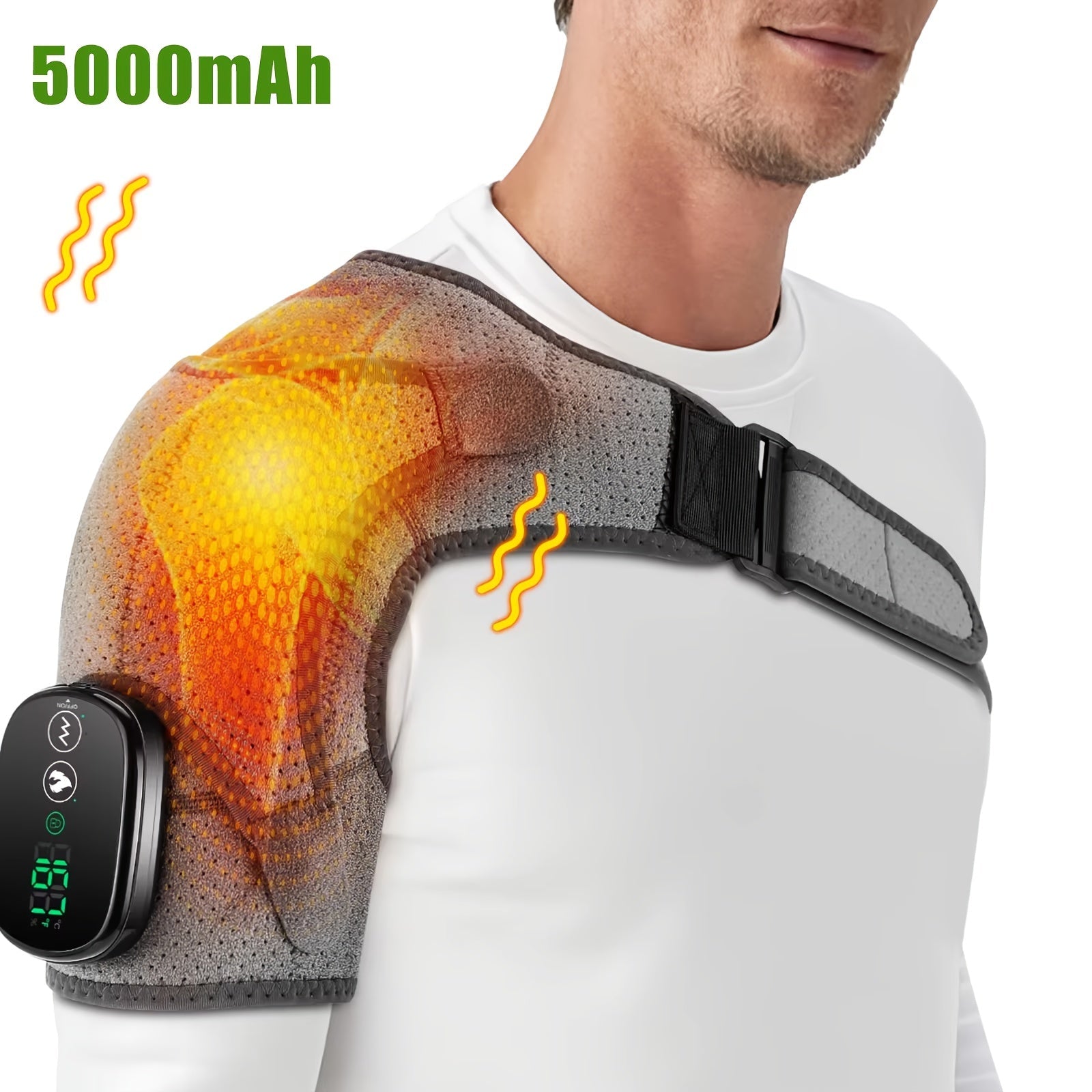 Trendbay Black Wireless Heated Shoulder Massager with Adjustable Heating & Vibration