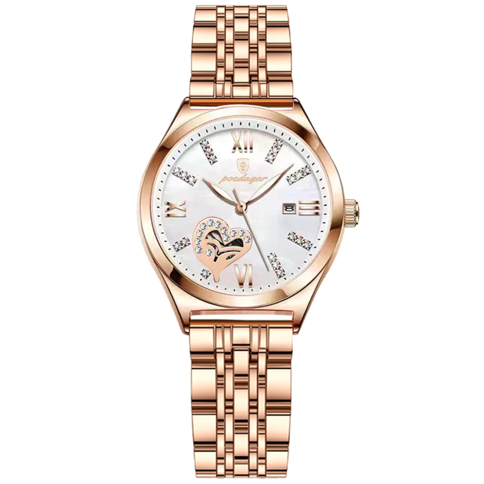 Trendbay Women's Luxury Stainless Steel Watch – Luminous Date Display Casual Wristwatch with Gift Box