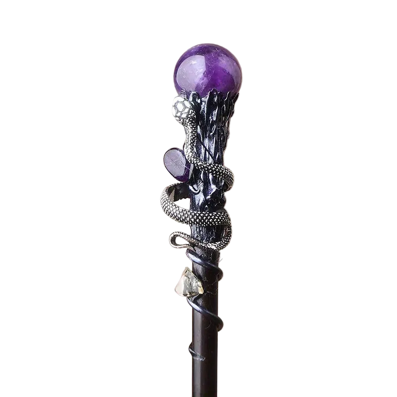 Trendbay Amethyst Crystal Wand Handmade DIY Witch Scepter 1pc