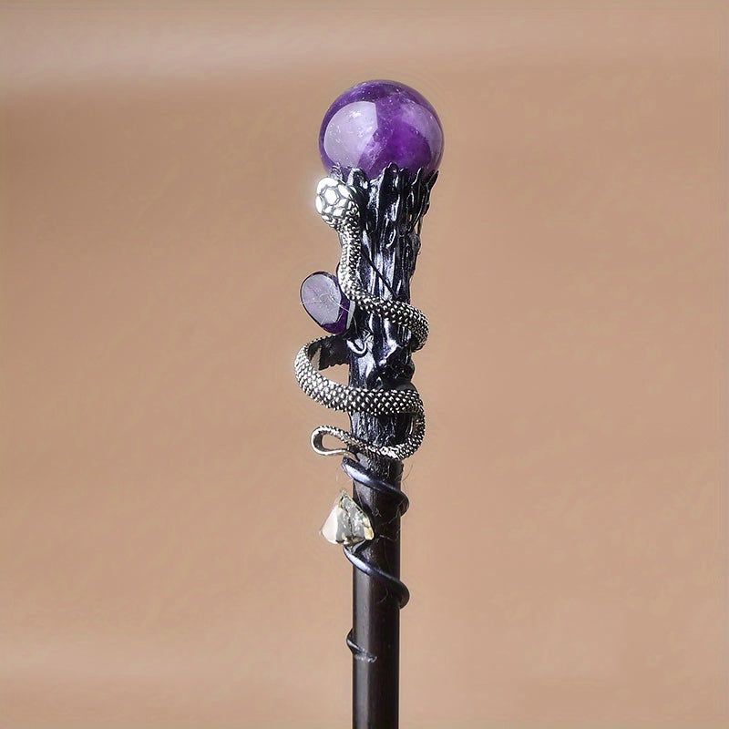 Trendbay Amethyst Crystal Wand Handmade DIY Witch Scepter 1pc