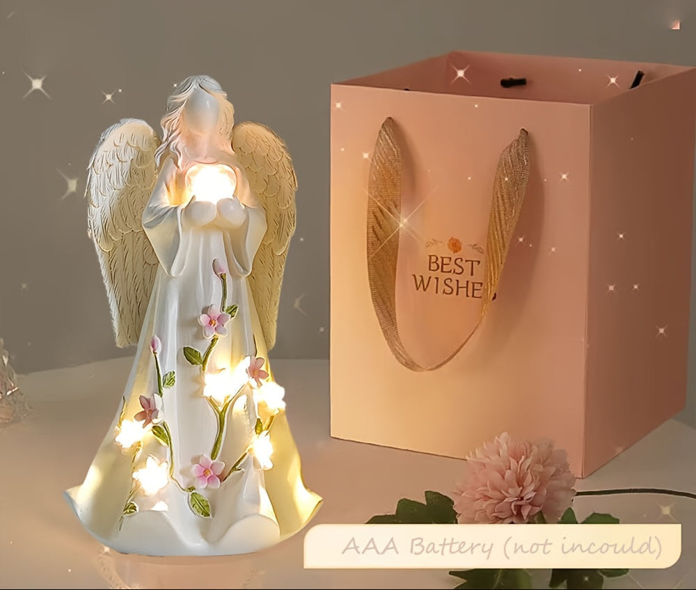 Trendbay LED Angel Figurine with Glowing Heart