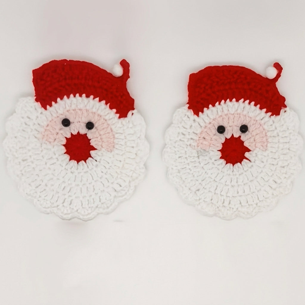 Trendbay 6-Piece Handmade Crochet Santa Claus Coaster Set