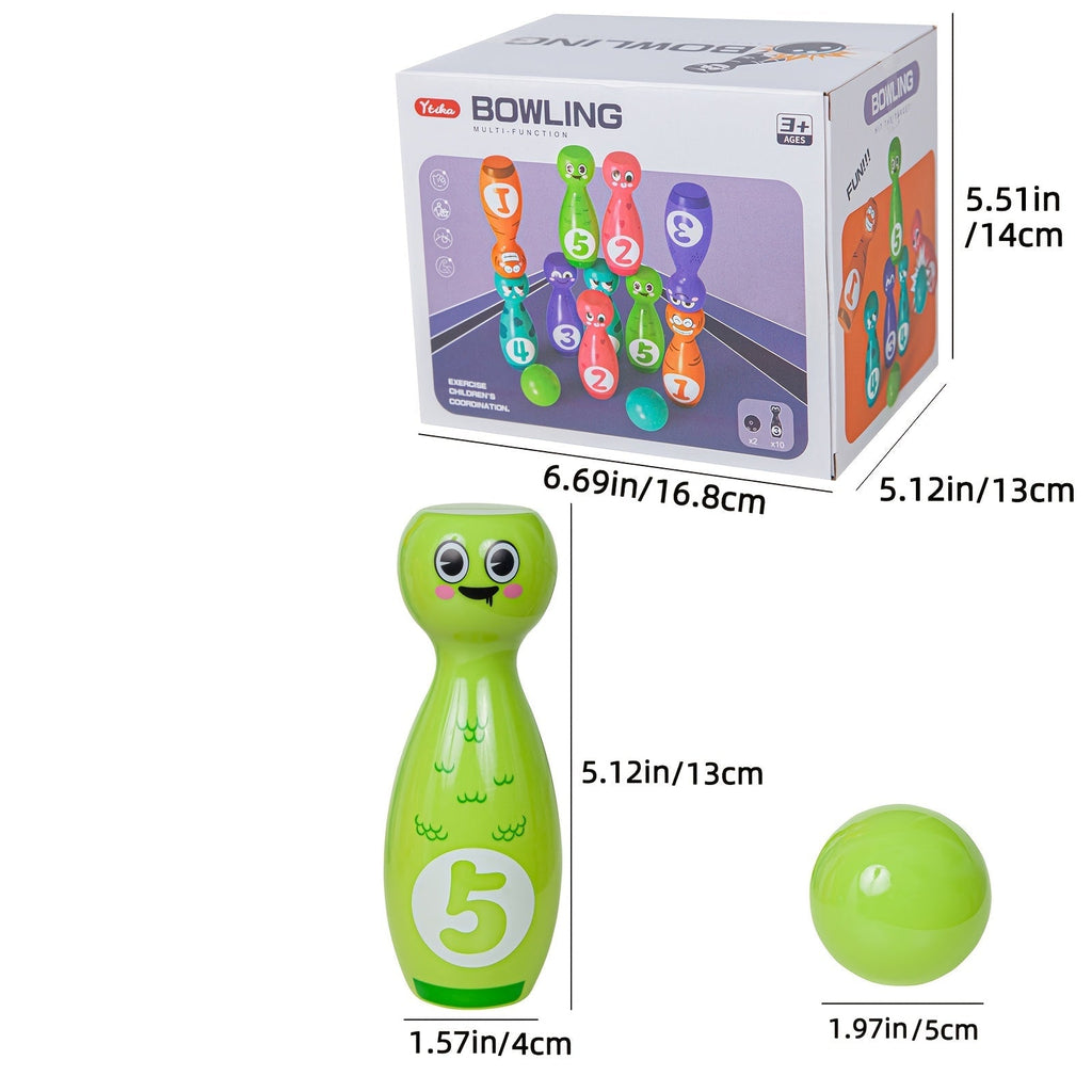 Trendbay 10-Pin Cartoon Bowling Toy Set with 2 Balls Mini Indoor