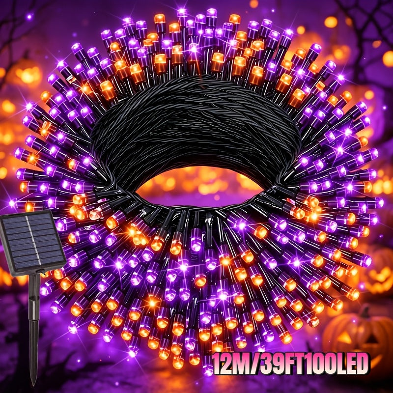 Trendbay 12M 100-LED Halloween Solar Fairy Lights – Purple & Orange