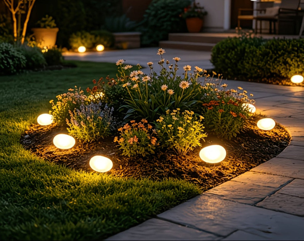 Trendbay 4-LED Solar Pebble Garden Warm Light