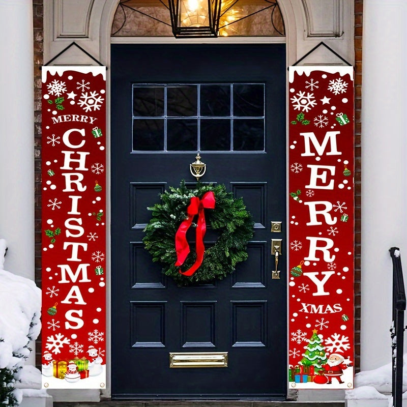 Trendbay \2D Christmas Door Banner Festive Front Porch Sign
