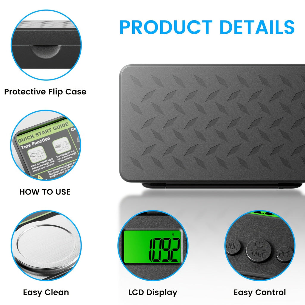 Trendbay 4-Piece High Precision Milligram Scale Set – 50g x 0.001g Digital Jewelry Scale with Calibration Weight