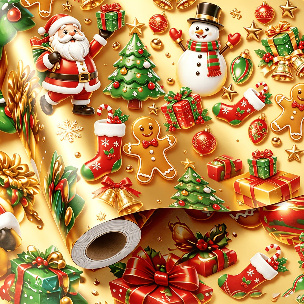 Trendbay Golden Glossy Christmas Wrapping Paper Roll