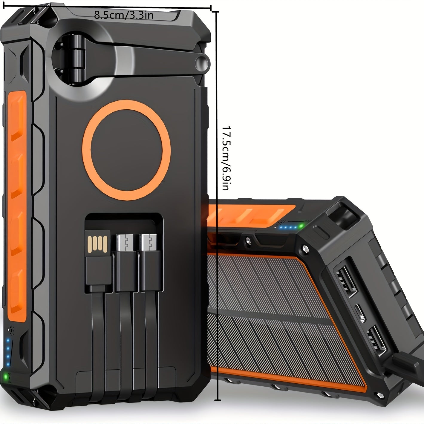Trendbay 30000mAh Solar Power Bank – Wireless Fast Charging with Flashlight & Hand Crank