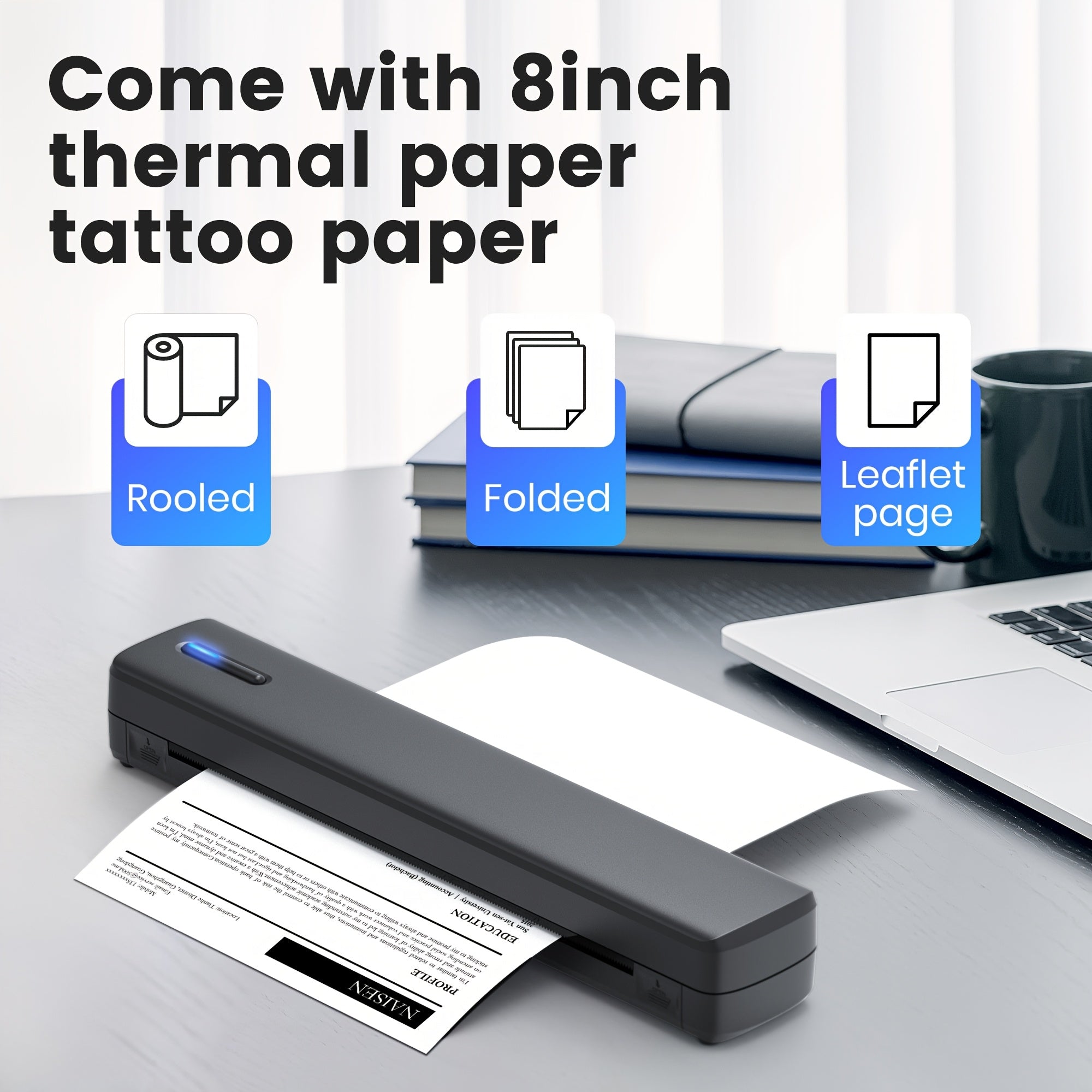 Trendbay Portable Wireless Thermal Printer – Inkless Mobile Printer for A4 & Letter