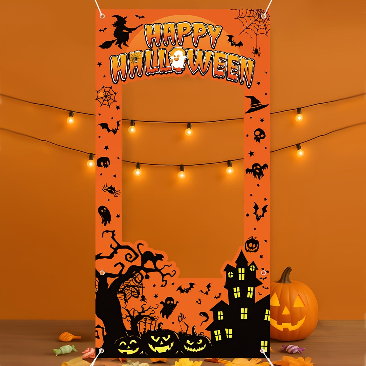 Trendbay 1Pcs Orange Halloween Photo Booth Frame